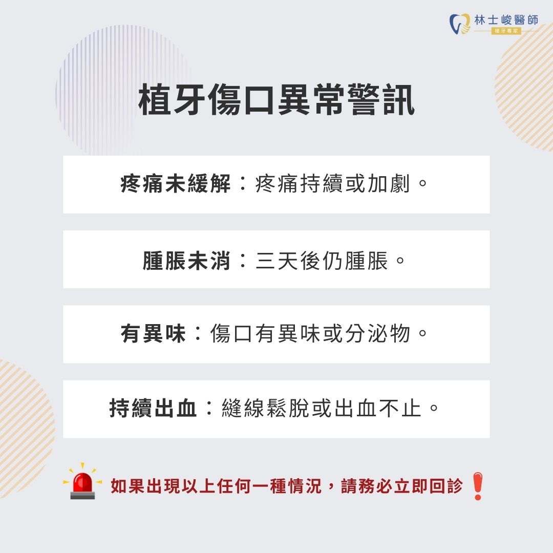 植牙傷口異常警訊